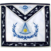 Past Master Blue Lodge Apron – Navy Blue Velvet Ribbon with Silver Braid