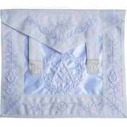 Past Master Blue Lodge Apron – All White with Side Tabs & Wreath