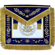 Past Master Blue Lodge Apron – Blue Hand Embroidery with Golden Fringe Tassels