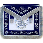 Past Master Blue Lodge Apron – Hand Embroidered Vinework & Silver Fringe Tassels