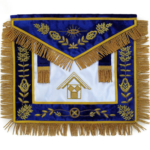 Past Master Blue Lodge Pennsylvania Regulation Apron – Blue & Gold Hand Embroidery – product view