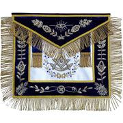 Past Master Blue Lodge Apron – Navy Blue Velvet with Side Tabs & Gold Fringe