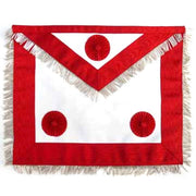 Master Mason Scottish Rite Apron – White & Red Moire with Gold Fringe