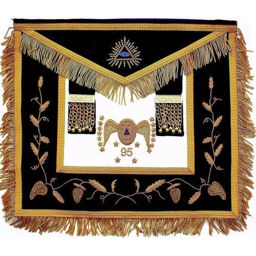 95th Degree Scottish Rite Apron – Purple Velvet with Gold Braid & Bullion Wire Fringe – product view