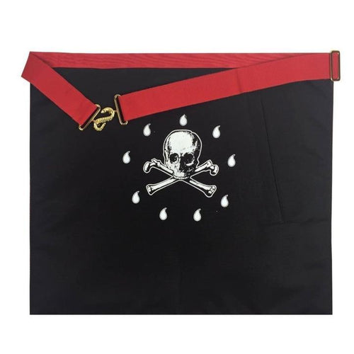 Worshipful Master Scottish Rite Apron – White & Red Moire Borders with Triple Taus – detail 2