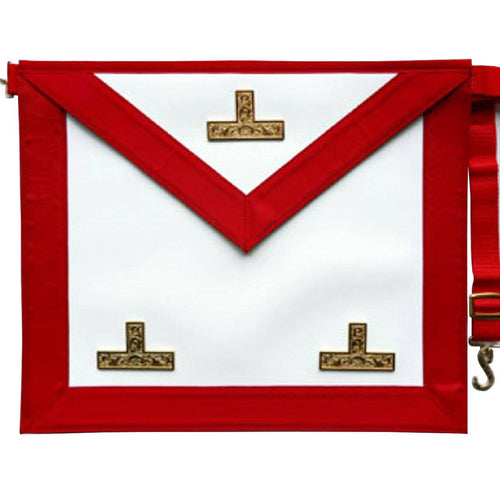 Worshipful Master Scottish Rite Apron – White & Red with Three Golden Triple Taus – product view