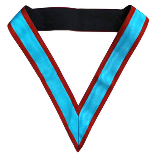 Scottish Rite Collarette – Turquoise with Red Borders Moire – product view