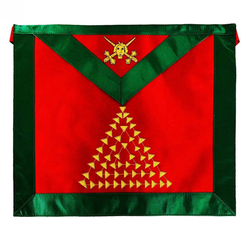 15th Degree Scottish Rite Apron – Red & Green with Gold Bullion Enbroidery – product view
