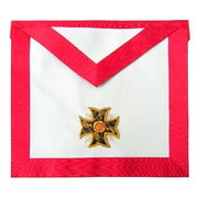 18th Degree Scottish Rite Apron – White & Red Moire with Patted Templar Cross