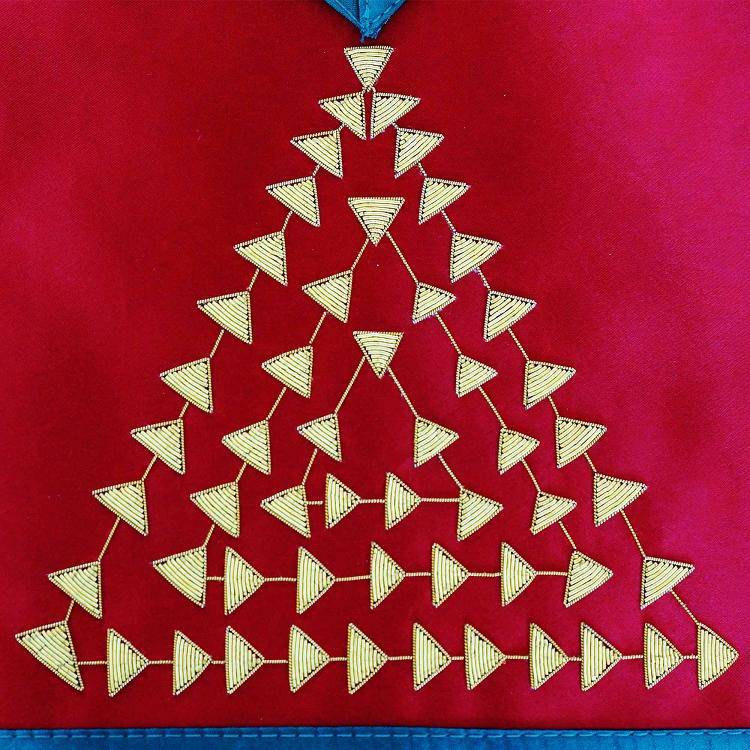 15th Degree Scottish Rite Apron – Red & Green with Gold Bullion Enbroidery – detail 2
