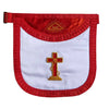 18th Degree Scottish Rite Apron – White & Red Satin with Pleated Edges