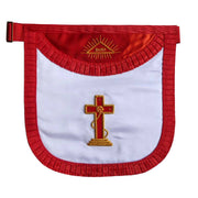 18th Degree Scottish Rite Apron – White & Red Satin with Pleated Edges