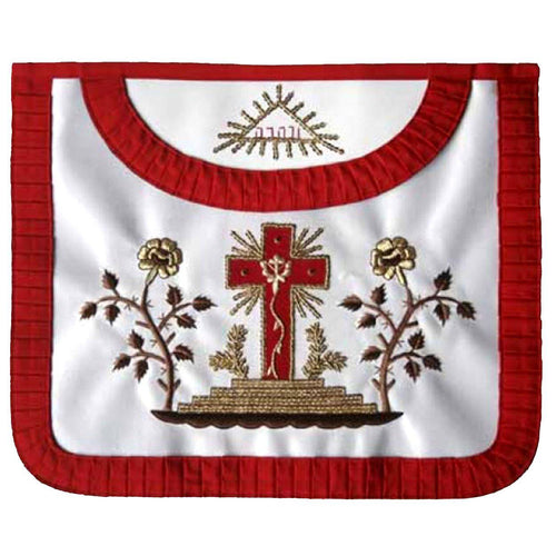 18th Degree Scottish Rite Apron – White & Red Satin – product view