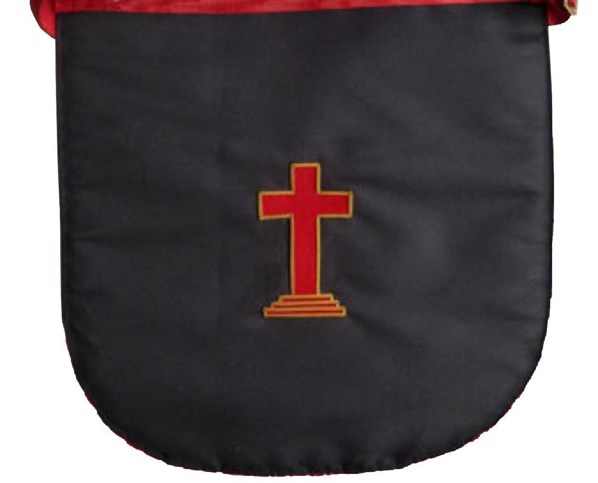 18th Degree Scottish Rite Apron – White & Red Satin with Pleated Edges – detail 2