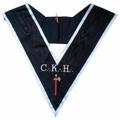 Chevalier Grand Introducteur 30th Degree French Rite Collar – Black Moire with White Borders – product view