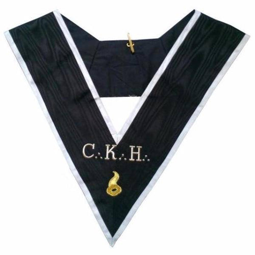 Grand Maître des Banquets 30th Degree French Rite Collar – Black Moire with White Borders – product view