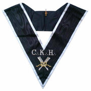 Grand Secrétaire 30th Degree French Rite Collar – Black Moire with White Borders