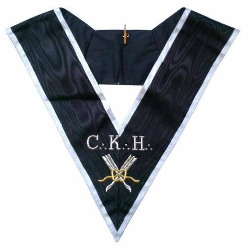 Grand Secrétaire 30th Degree French Rite Collar – Black Moire with White Borders – product view