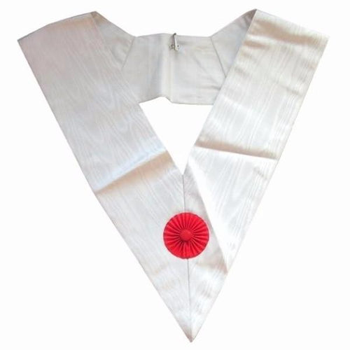 Deputy French Rite Collar – White Moire with Red Rosette – product view