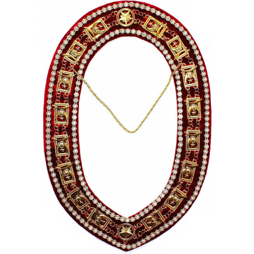 Shriners Chain Collar – Gold Plated with Rhinestones – product view