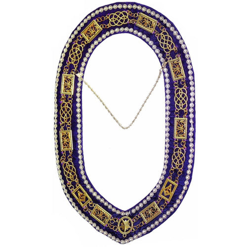 Grand Officers Blue Lodge Chain Collar – Gold Plated with Rhinestones – product view