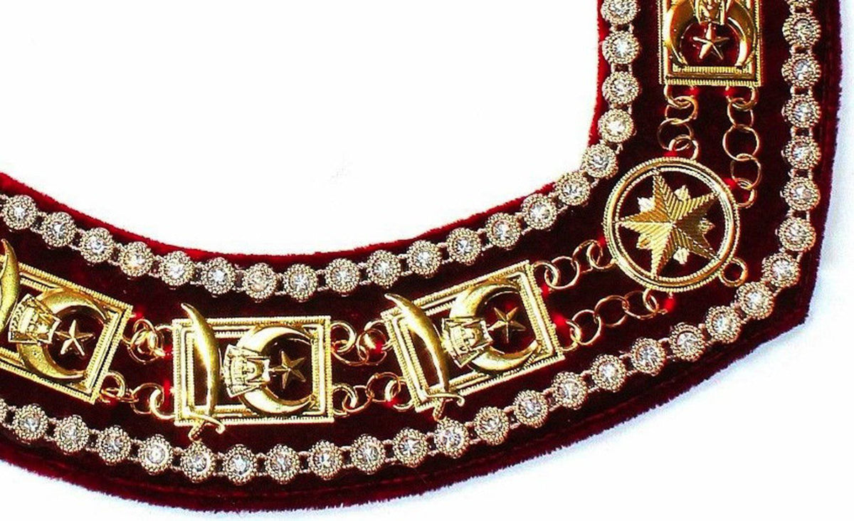 Shriners Chain Collar – Gold Plated with Rhinestones – detail 2