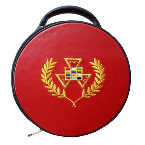 Past Grand High Priest Royal Arch Chapter Crown Cap Case – Red Imitation Leather – product view