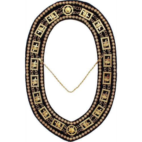 Knights Templar Chain Collar – Gold Plated with Rhinestones – product view