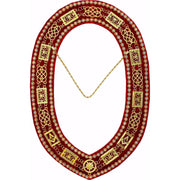 Grand Officers Blue Lodge Chain Collar – Gold Plated with Rhinestones on Red Velvet