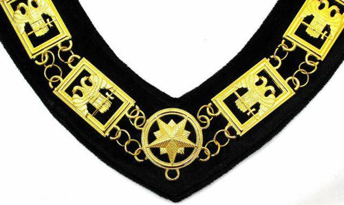 32nd Degree Scottish Rite Chain Collar – Wings Down Gold Plated on Black Velvet – detail 2