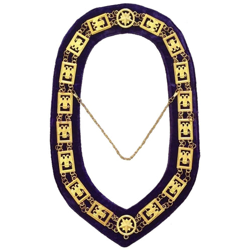 32nd Degree Scottish Rite Chain Collar – Wings Down Gold Plated – product view