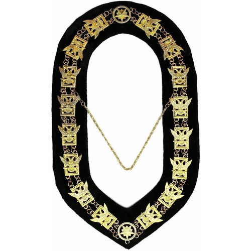 32nd Degree Scottish Rite Chain Collar – Wings Up Gold Plated on Black Velvet – product view