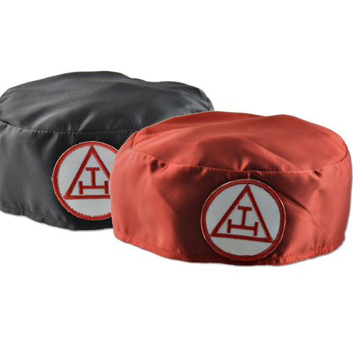 Royal Arch Chapter Crown Cap – Red & Black Satin Triple Tau Insignia – product view