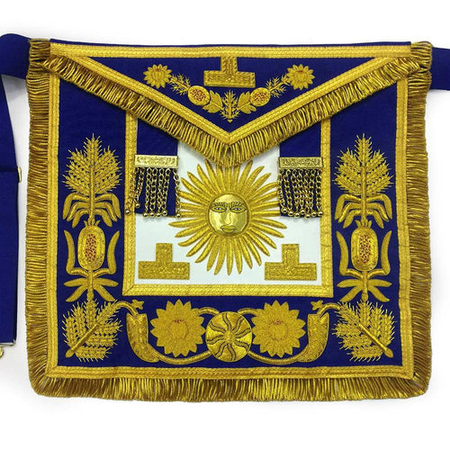 Past Grand Master Blue Lodge Apron – Quality A+ Blue Gold Hand Embroidery – product view