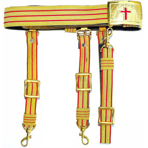 Past Commander Knights Templar Regalia Belt – Red & Gold Lace – product view