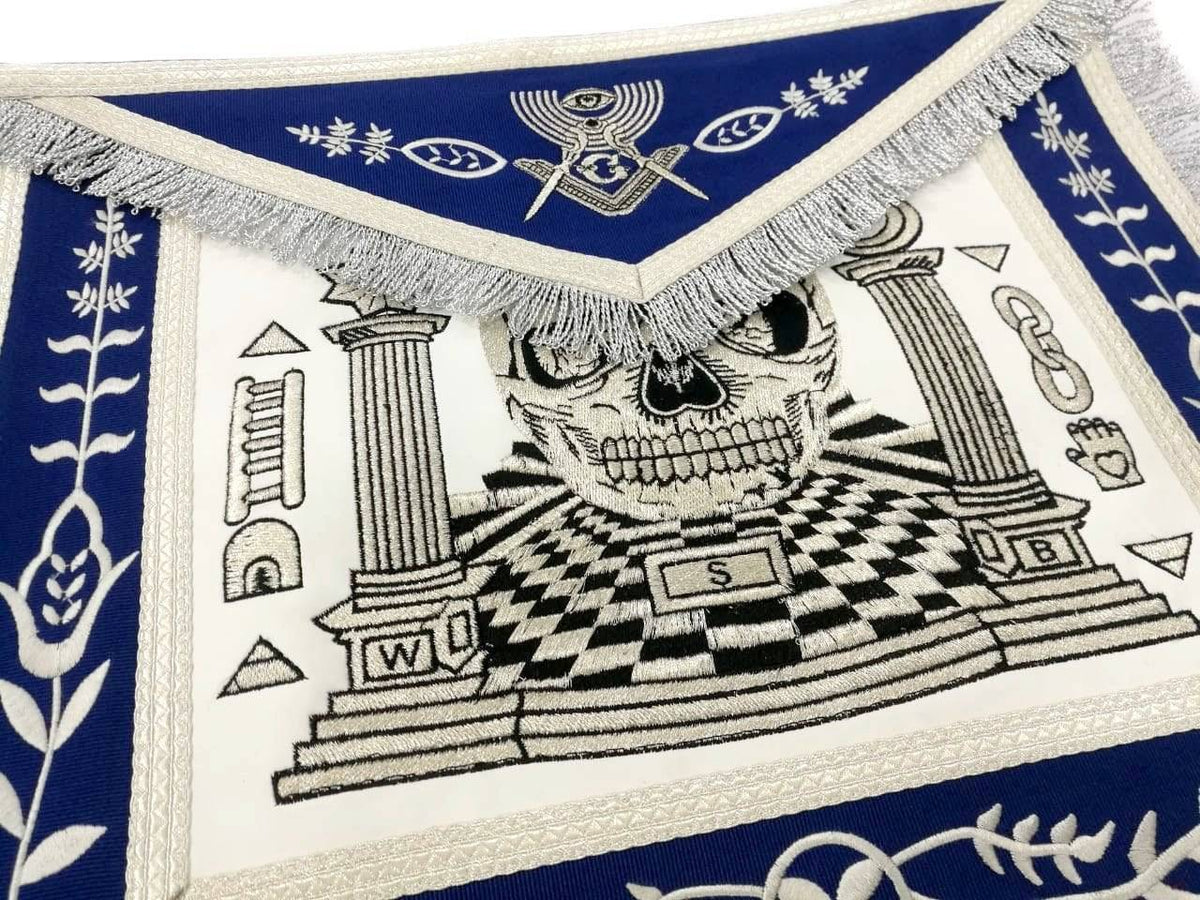 Masonic Exclusive Master Mason Apron – Skull Pillars Masters Carpet Machine Embroidery – detail 2