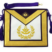Past Master Blue Lodge Apron – Gold & Purple Hand Embroidery
