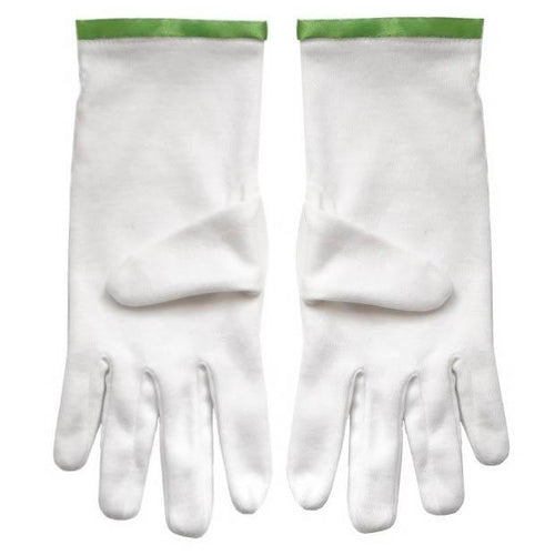 Scottish Master of St. Andrew Gloves – White Cotton with Green Borders – product view