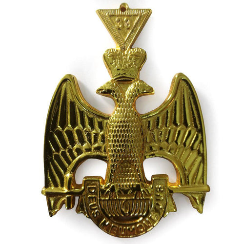 33rd Degree Scottish Rite Collar Jewel – Wings Down Gold Plated – product view