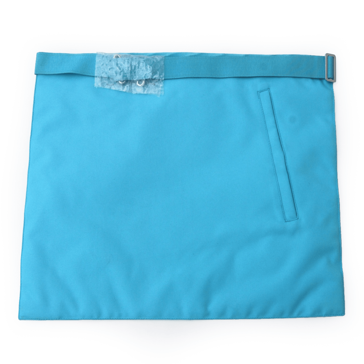Worshipful Master Emulation Rite Apron – Turquoise Moire with Silver Triple Taus – detail 2