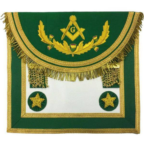 Master Mason Craft Scottish Regulation Apron – Green with Vinework – product view