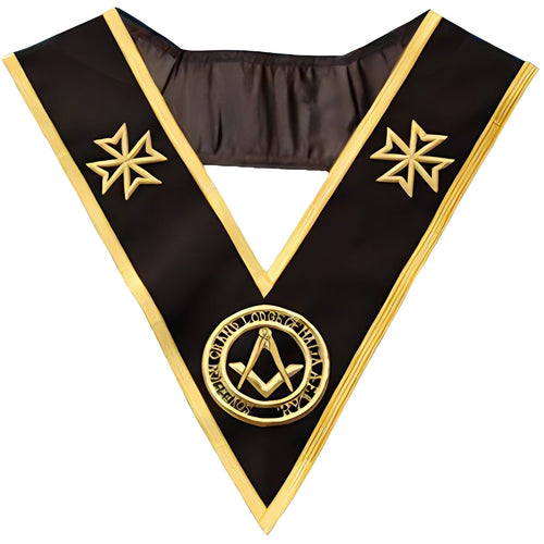 Grand Officers Malta Regulation Collar – Black Moire – product view