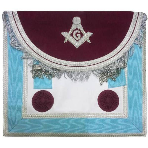 Master Mason Craft Scottish Regulation Apron – Brown & Sky Blue Moire – product view