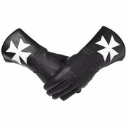 Order of Malta Gauntlet – Black Leather with White Maltese Cross