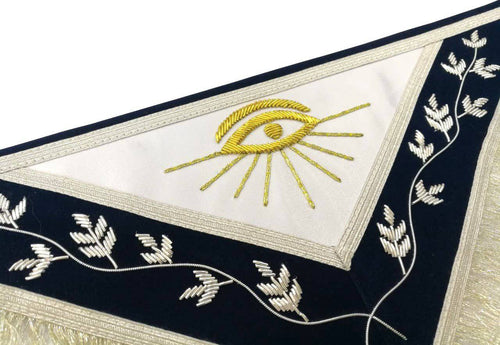 Past Master Blue Lodge Apron – Dark Blue Velvet – detail 2