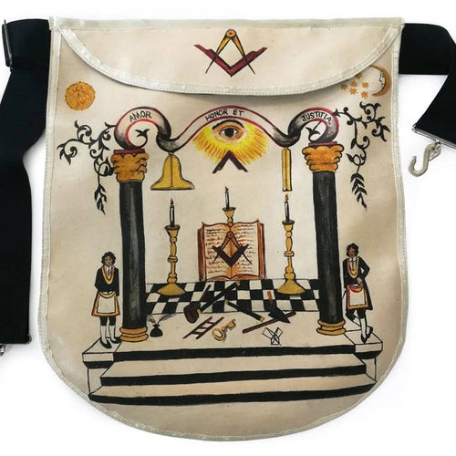 Hand-Painted Apron – 18th Century Inspired Lambskin – product view