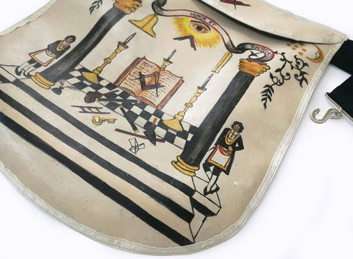 Hand-Painted Apron – 18th Century Inspired Lambskin – detail 2