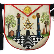 Hand-Painted Apron – Lambskin The Two Pillars of Jachin and Boaz