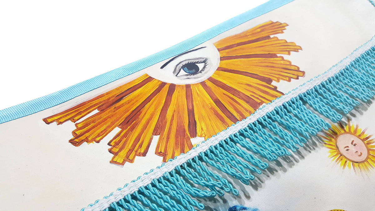 Hand-Painted Apron – Colorful 18th Century Inspired – detail 2