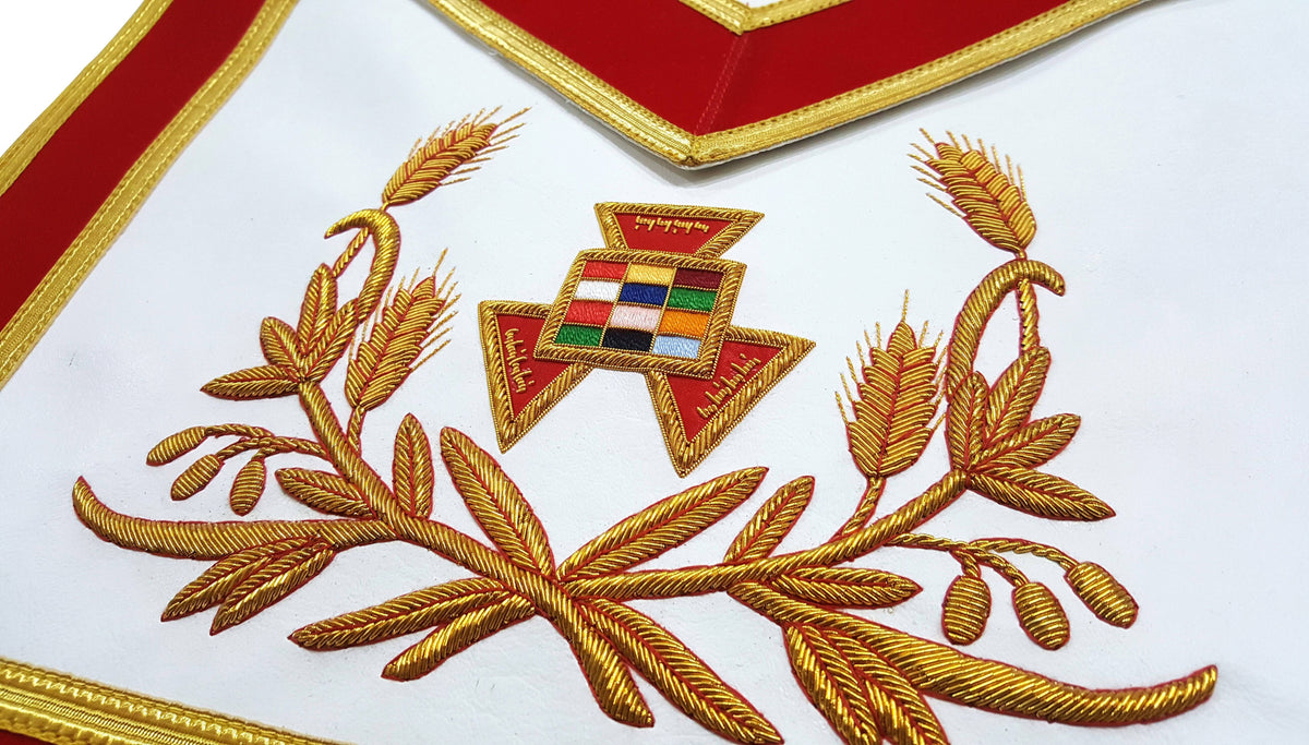 Past High Priest Royal Arch Chapter Apron – Red with Gold Embroidery – detail 2